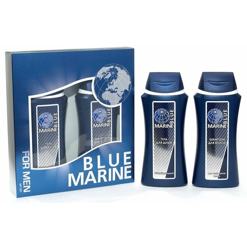 Набор подарочный косметический для мужчин Blue Marine mini (шампунь 250 мл + гель д/душа 250 мл)