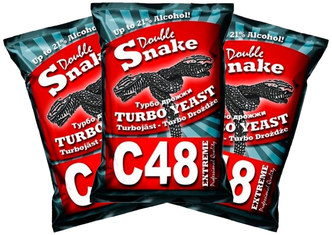 Турбо дрожжи Double Snake C48 (Дабл Снейк С48) спиртовые, 3 пачки по 130 гр.