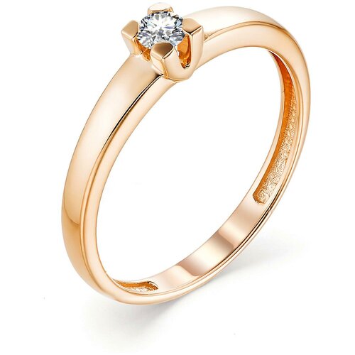 фото Алькор кольцо с 1 бриллиантом из красного золота 13322-100, размер 16.5