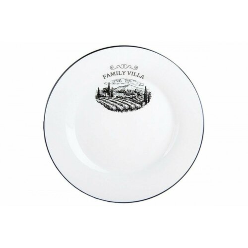 Набор тарелок плоских круглых белых с Декором Family Villa 18 см 6 штук керамика