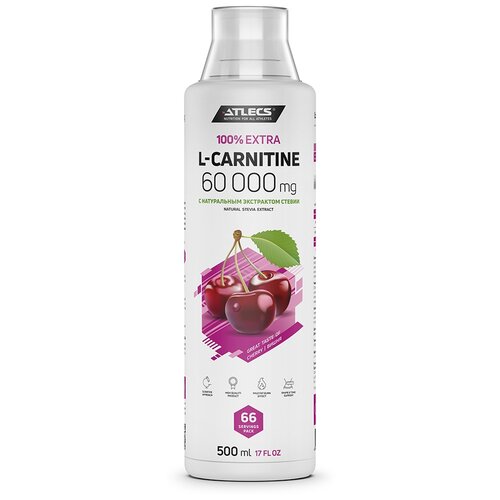 Atlecs L-carnitine 60000 мг л-карнитин, вишня без сахара 500 мл, 66 порций atlecs l carnitine 60000 mg 500 мл вишня