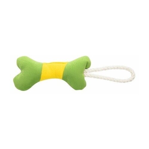 Игрушка Mr.Kranch для мелких и средних собак Косточка с канатом 31х9х4 см, зеленая с желтым
