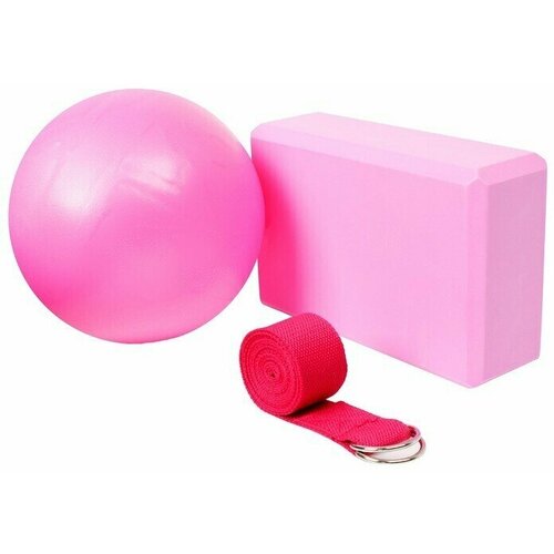 набор для йоги блок ремень мяч цвет розовый Набор для йоги: блок, ремень, мяч, цвет розовый