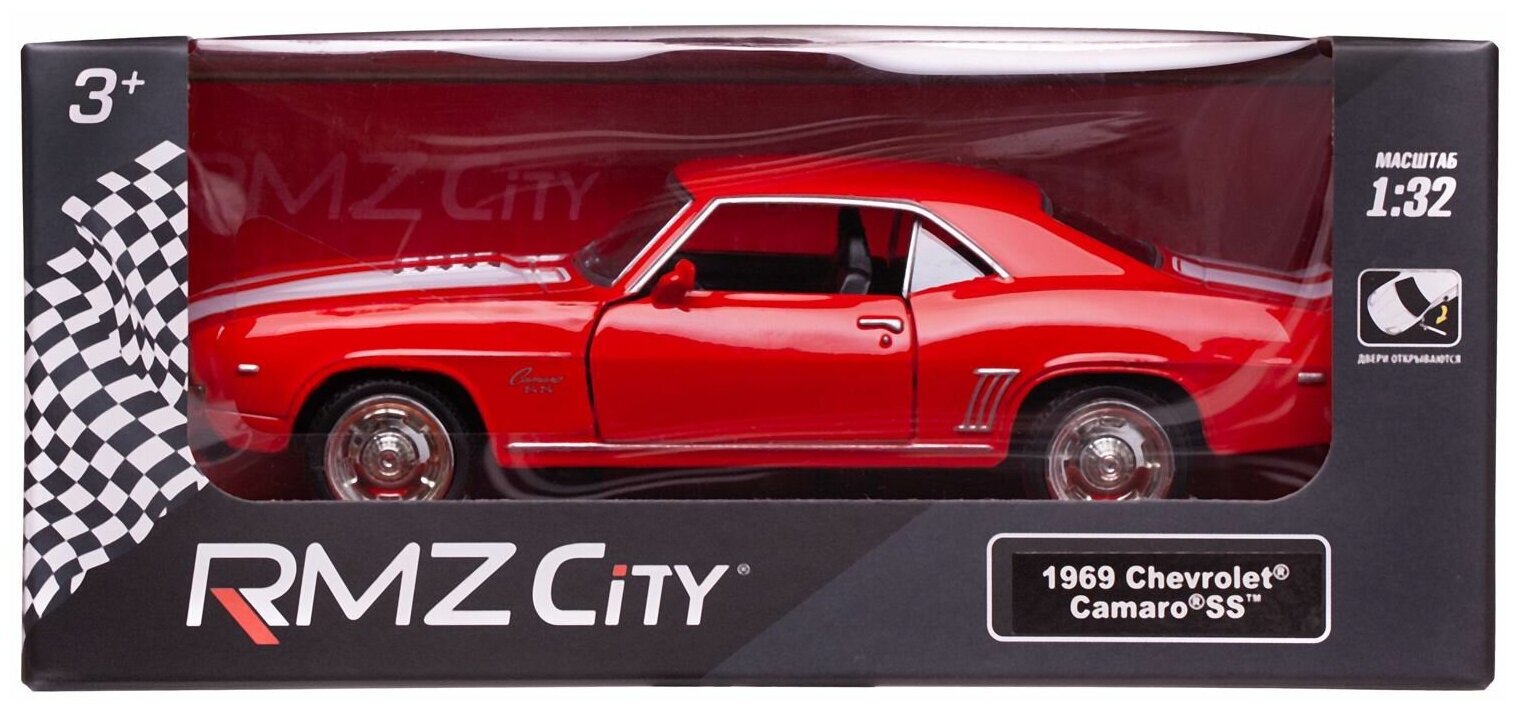 Машина металлическая RMZ City серия 1:32 Chevrolet Camaro 1969, красный цвет, двери открываются