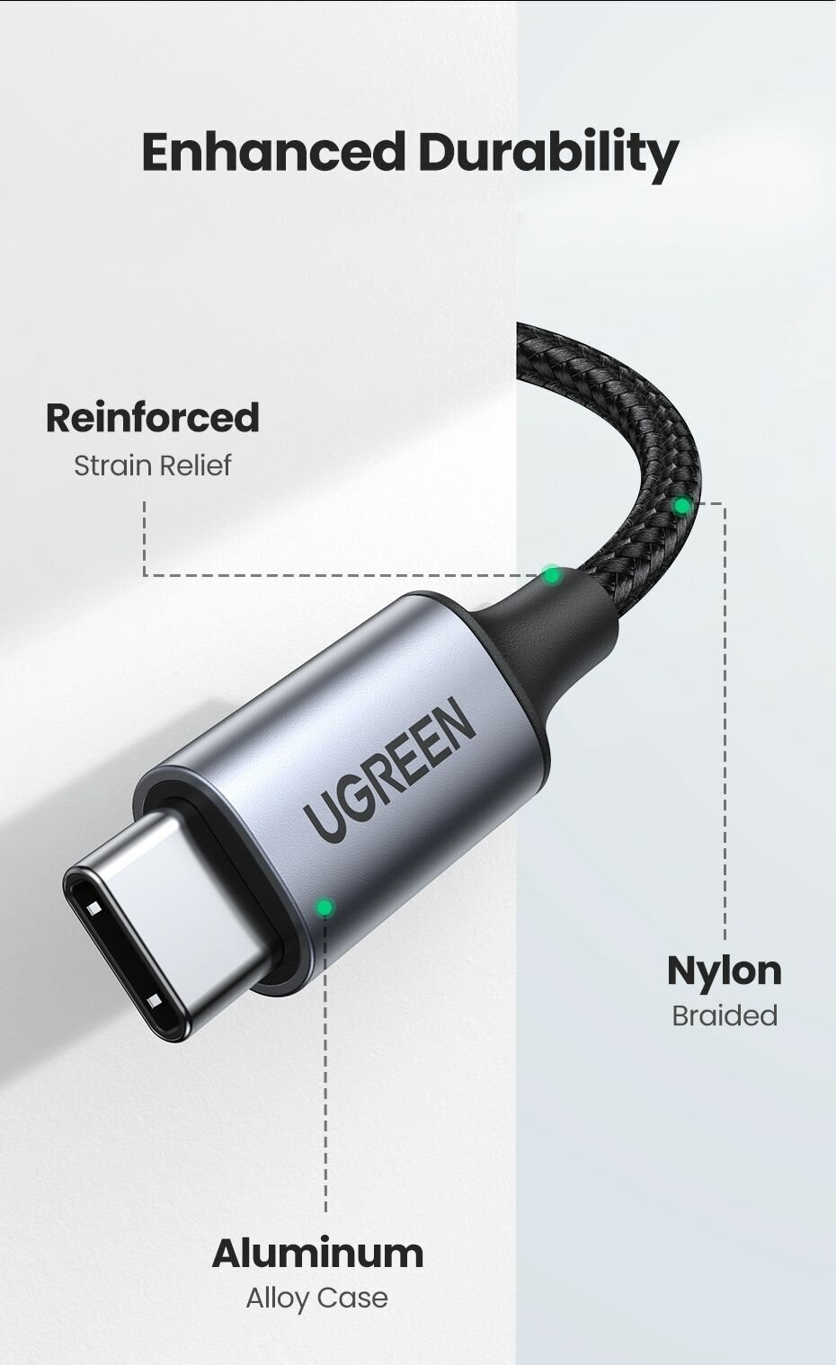 Аксессуар Ugreen CM450 USB Type-C Male - 35mm Male Audio Cable with Chip 1m Black 20192