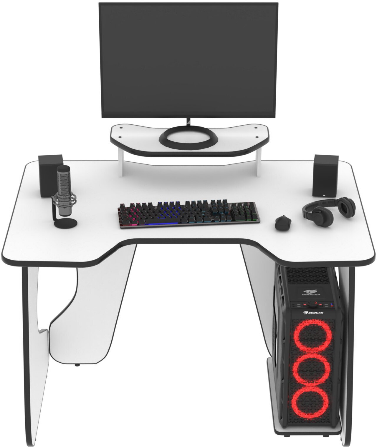 Геймерский игровой компьютерный письменный стол легион белый/черный - фотография № 8