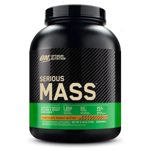 Гейнер Optimum Nutrition Serious Mass, 2720 г, шоколад и арахисовое масло гейнер optimum nutrition serious mass 2720 г клубника