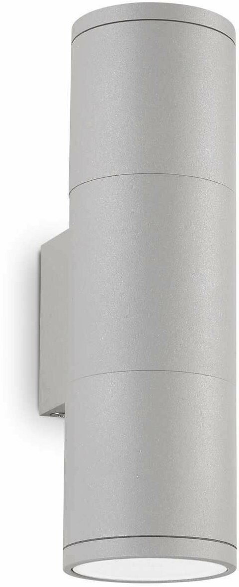 Светильник уличный настенный ideal lux Gun AP2 Small макс.2х35Вт IP44 GU10 230В Серый/Прозрачный Алюминий/Стекло Без ламп 163628.