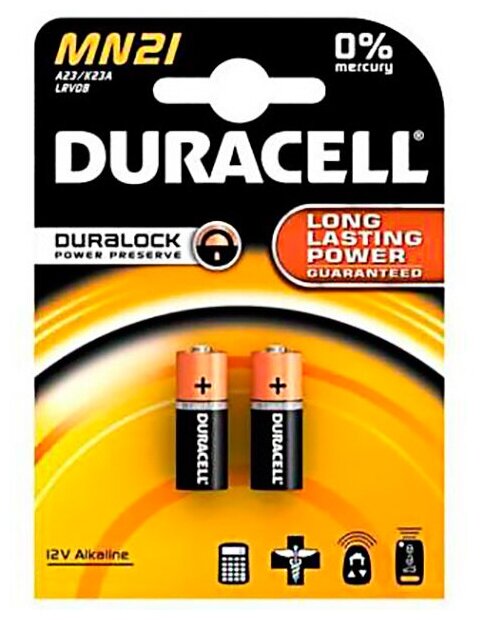 Батарейка A23 - Duracell MN21 BL2 (2 штуки)