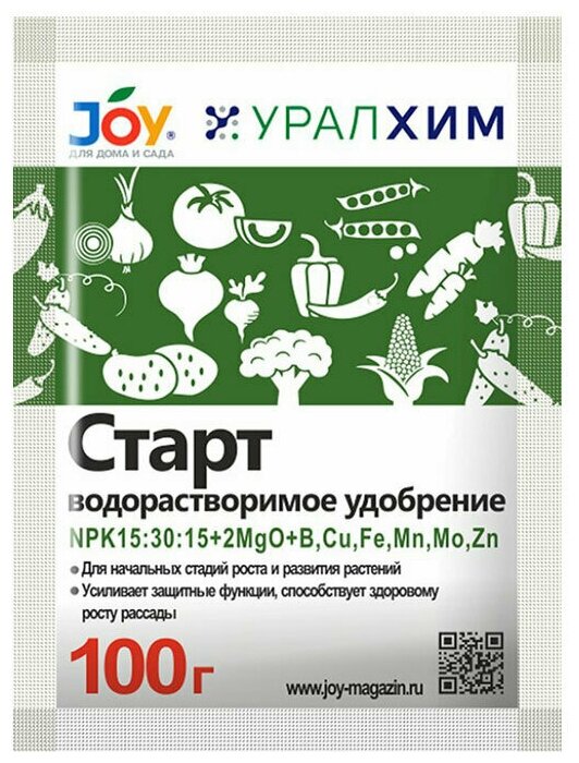 Водорастворимое удобрение "Старт" JOY уралхим, 100г. (20шт/кор) - фотография № 7