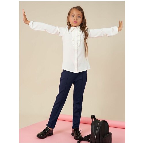 фото Школьные брюки чинос viaville, повседневный стиль, без карманов, размер 116, серый