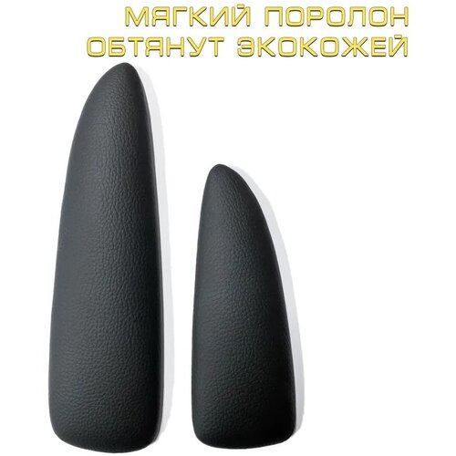 Мягкие подлокотники на передние двери Лада Гранта, Лада Гранта FL ( Lada Granta, Lada Granta FL) Черная Эко-Кожа