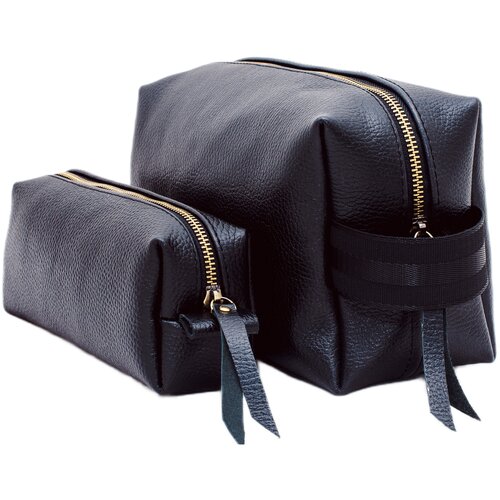 фото Комплект косметичек из натуральной кожи kostaskin черные