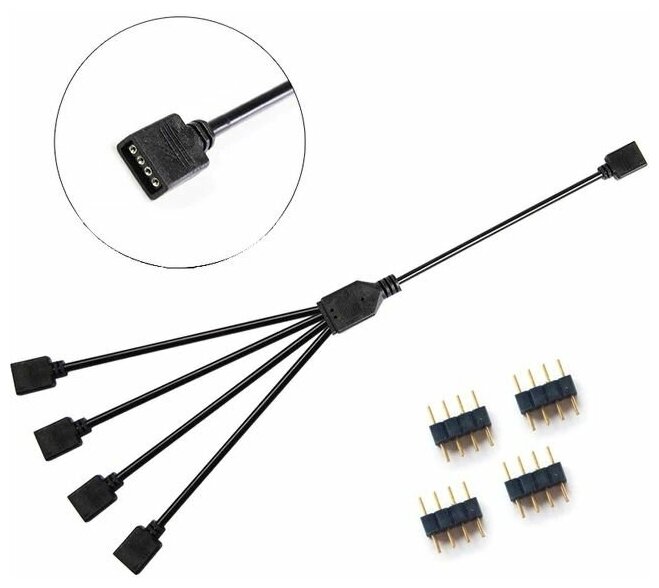 Удлинитель/Разветвитель RGB 12v4pin 1 в 4 черный