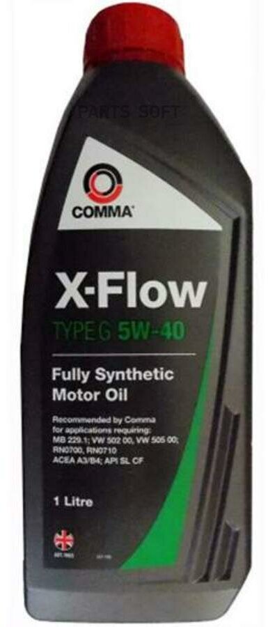 COMMA XFG1L COMMA 5W40 X-FLOW TYPE G (1L)_масло моторное! синт.\ API SL/CF, ACEA A3/B4, MB 229.1, VW 502/505 00