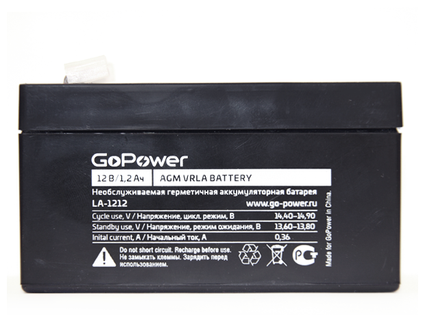 Аккумулятор свинцово-кислотный GoPower LA-1212 12V 1.2Ah (1/20) Аккумулятор свинцово-кислотный GoPower LA-1212 (00-00015319) - фото №5