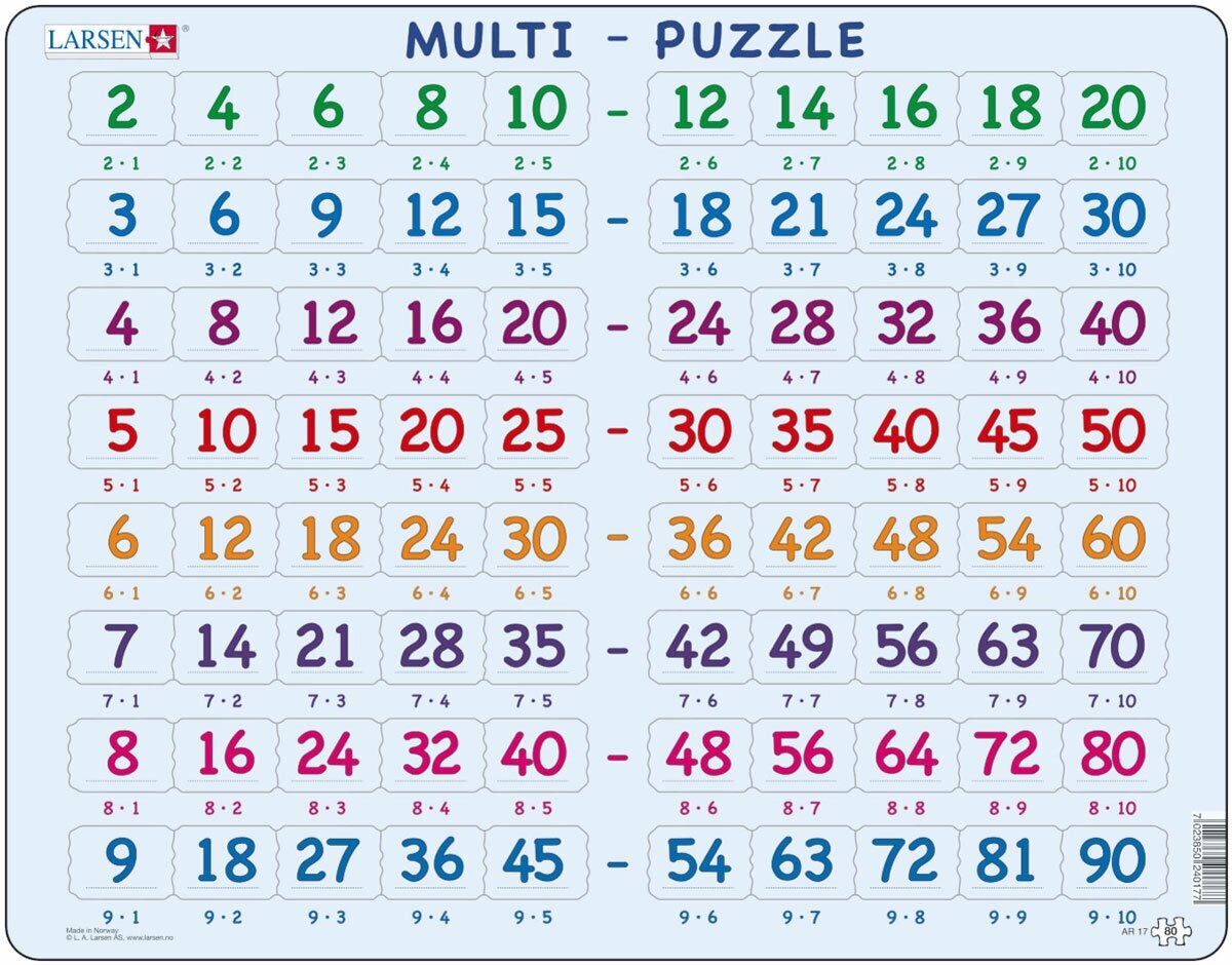 Пазлы для детей Larsen "Математика: умножение", 80 элементов, AR17