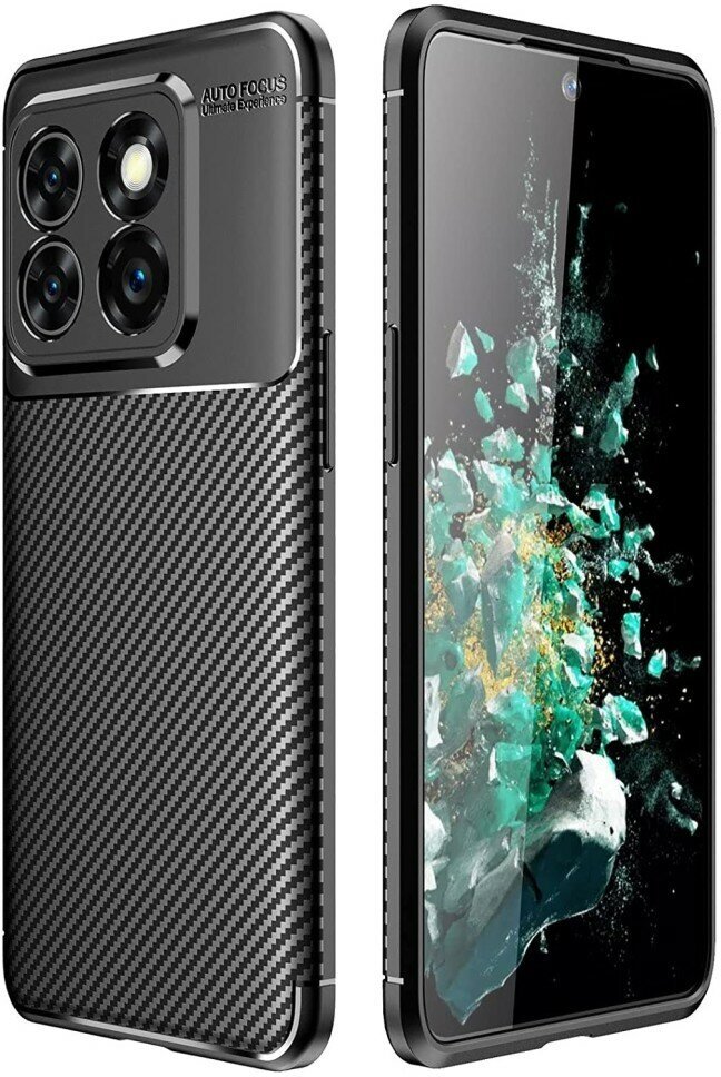 Накладка силиконовая для OnePlus 10T / OnePlus Ace Pro под карбон чёрная