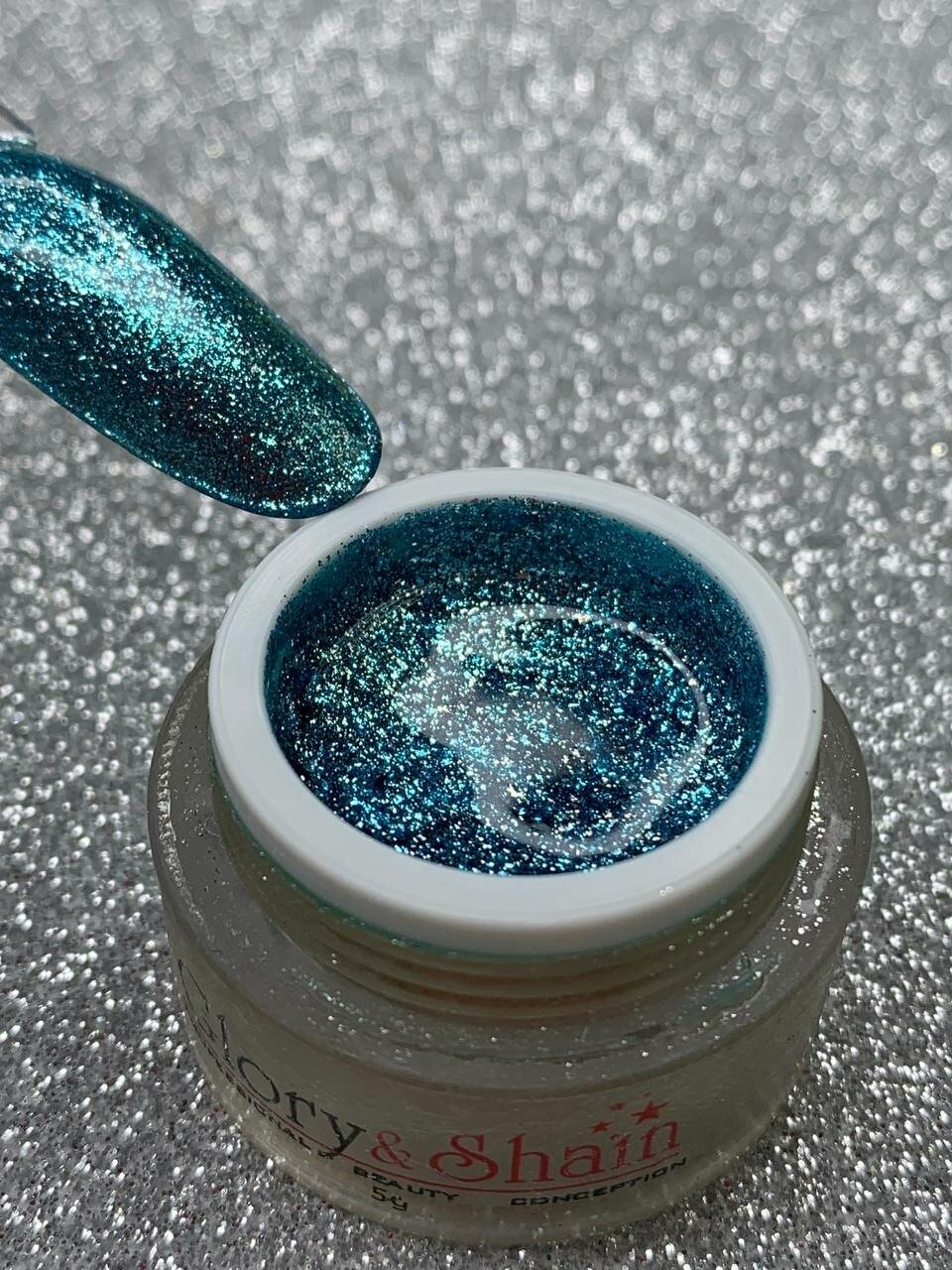 Гель-паста Glitter голубая для дизайна ногтей 5гр.