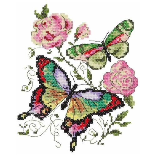 Чудесная Игла Набор для вышивания Бабочки и розы (42-04), 14 х 18 см 42 04 бабочки и розы