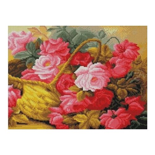 фото Алмазная мозаика корзина с розами, картина стразами paintboy 30x40 см.