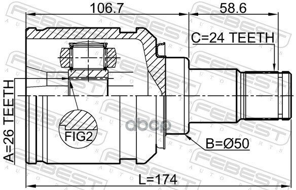 Шрус Внутренний Левый 26X50x24 Febest арт. 0111AGV10LH