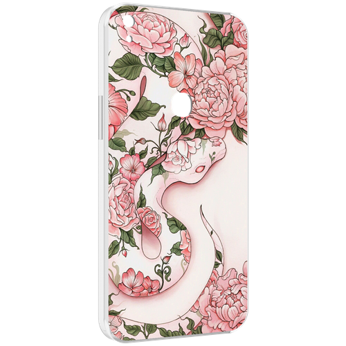 Чехол MyPads змея-в-розовых-цветах женский для Alcatel SHINE LITE 5080X 5.0 задняя-панель-накладка-бампер