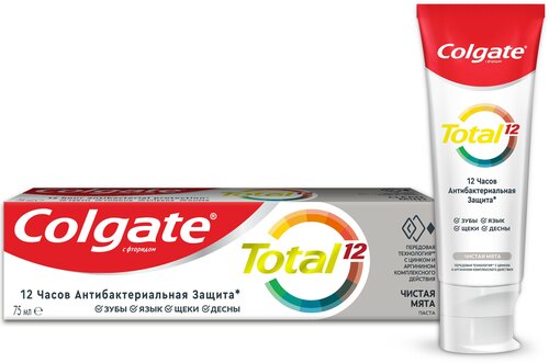 Зубная паста Colgate Total 12 Чистая Мята комплексная антибактериальная, 75 мл, 75 г