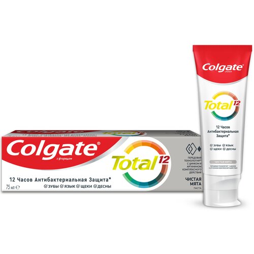 Зубная паста Colgate Total 12 Чистая Мята комплексная антибактериальная, 75 мл, 75 г зубная паста colgate total 12 чистая мята комплексная антибактериальная 125 мл