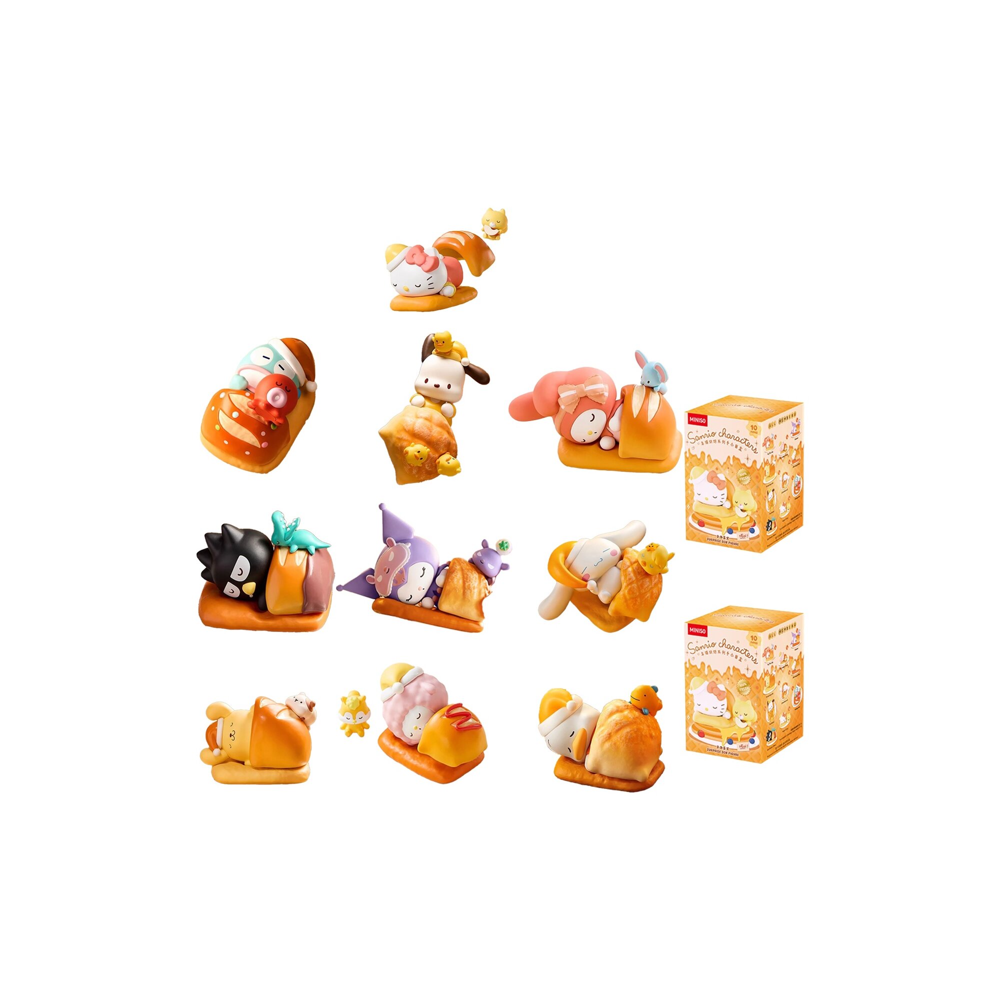 Miniso X Sanrio Счастье Выпечка Слепые Коробки 1 Слепая Коробка Полная Коробка 10 Упаковок