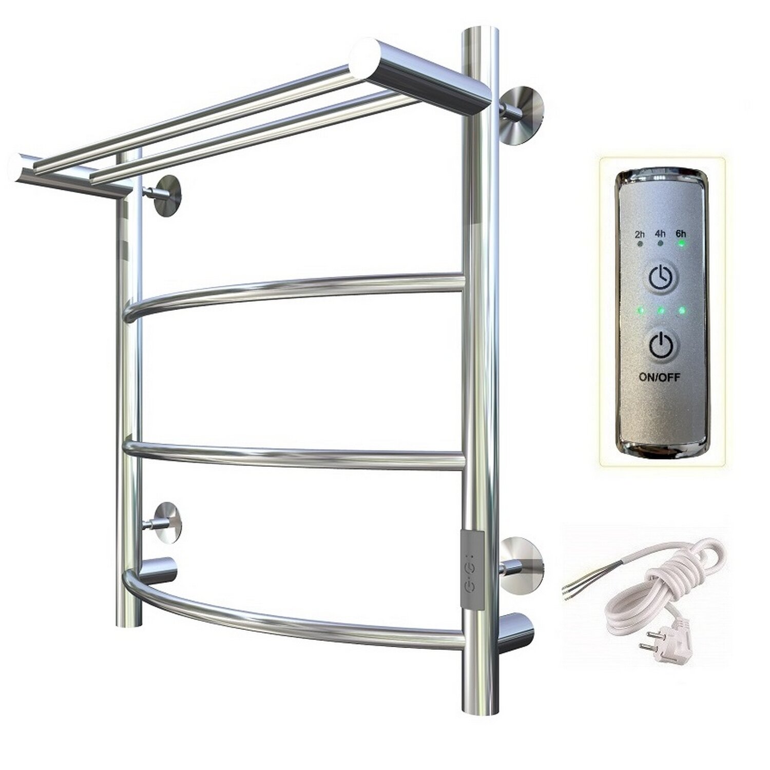 Полотенцесушитель электрический ЛЦ 60х50 5 перекл дуга полка унив (скрыт подкл таймер282Вт) тругор