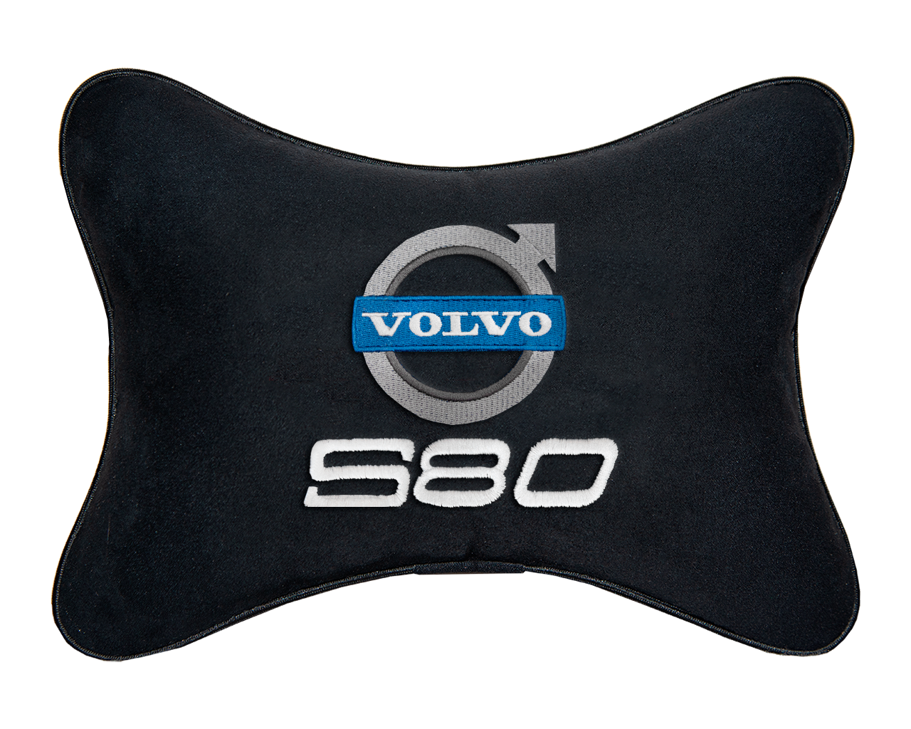 Подушка на подголовник алькантара Black с логотипом автомобиля VOLVO S80