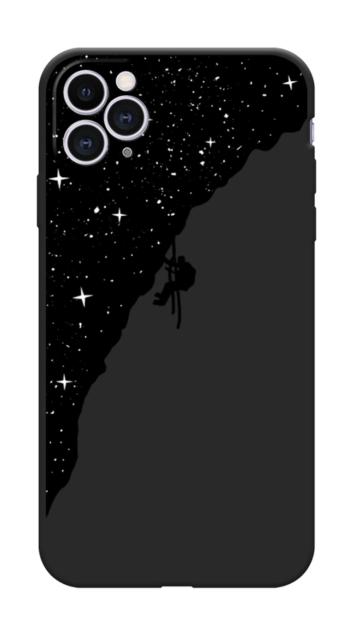 Матовый силиконовый чехол на Apple iPhone 11 Pro / Айфон 11 Про Скалолаз в космосе, черный