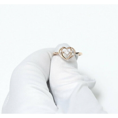 фото Кольцо diamant online, золото, 585 проба, фианит, размер 17, золотистый