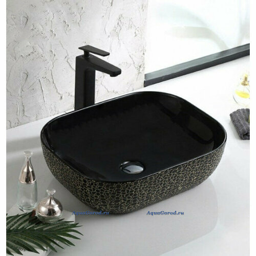 Раковина накладная Zandini Z-309 на столешницу для ванной комнаты без перелива прямоугольная керамическая