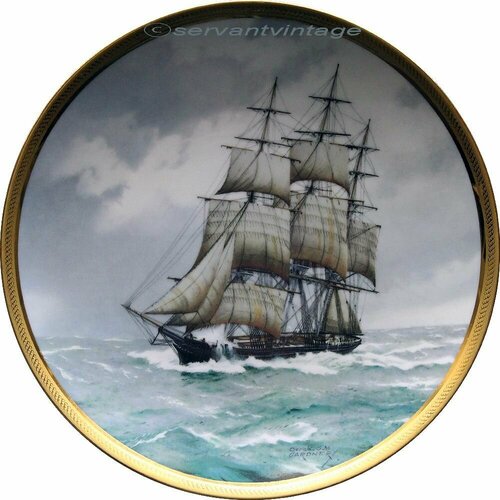 Sovereign of the Seas, коллекционная декоративная настенная винтажная тарелка Franklin Mint, художник Дерек Гарднер (Derek G.M. Gardner)