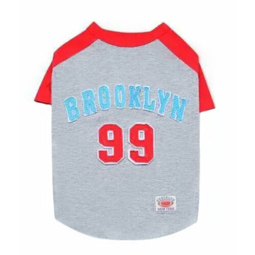 Футболка Brooklin для собак крупных пород Is Pet, серая с красным, размер 6XL (длина спины 80-82 см, обхват груди 96-97 см)