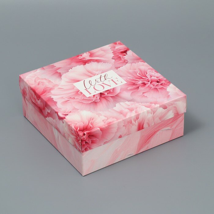Дарите Счастье Коробка подарочная складная, упаковка, With love, 17 х 17 х 7 см
