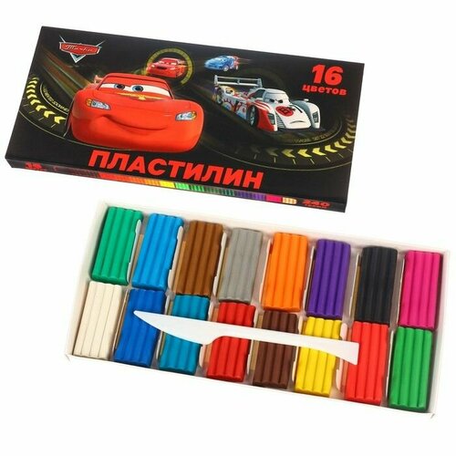 Пластилин 16 цветов 240 г Тачки 558₽