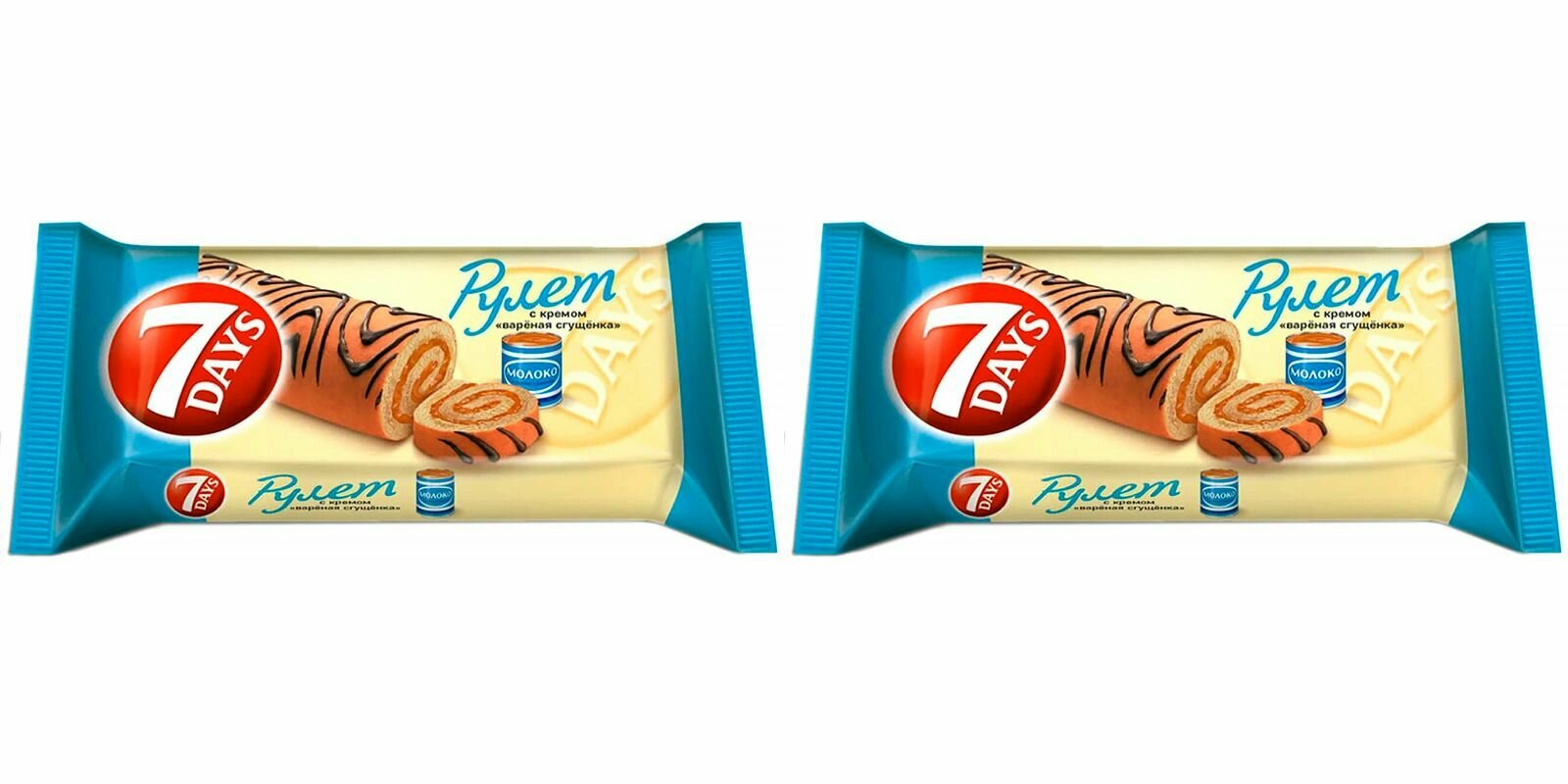 7 Days Рулет бисквитный с кремом вареная сгущенка 300 г., 2 уп.