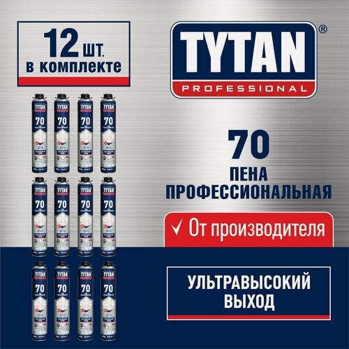 Изображение товара Пена монтажная, Профессиональная, Tytan Professional 70, Летняя, 870 мл - 12 баллонов