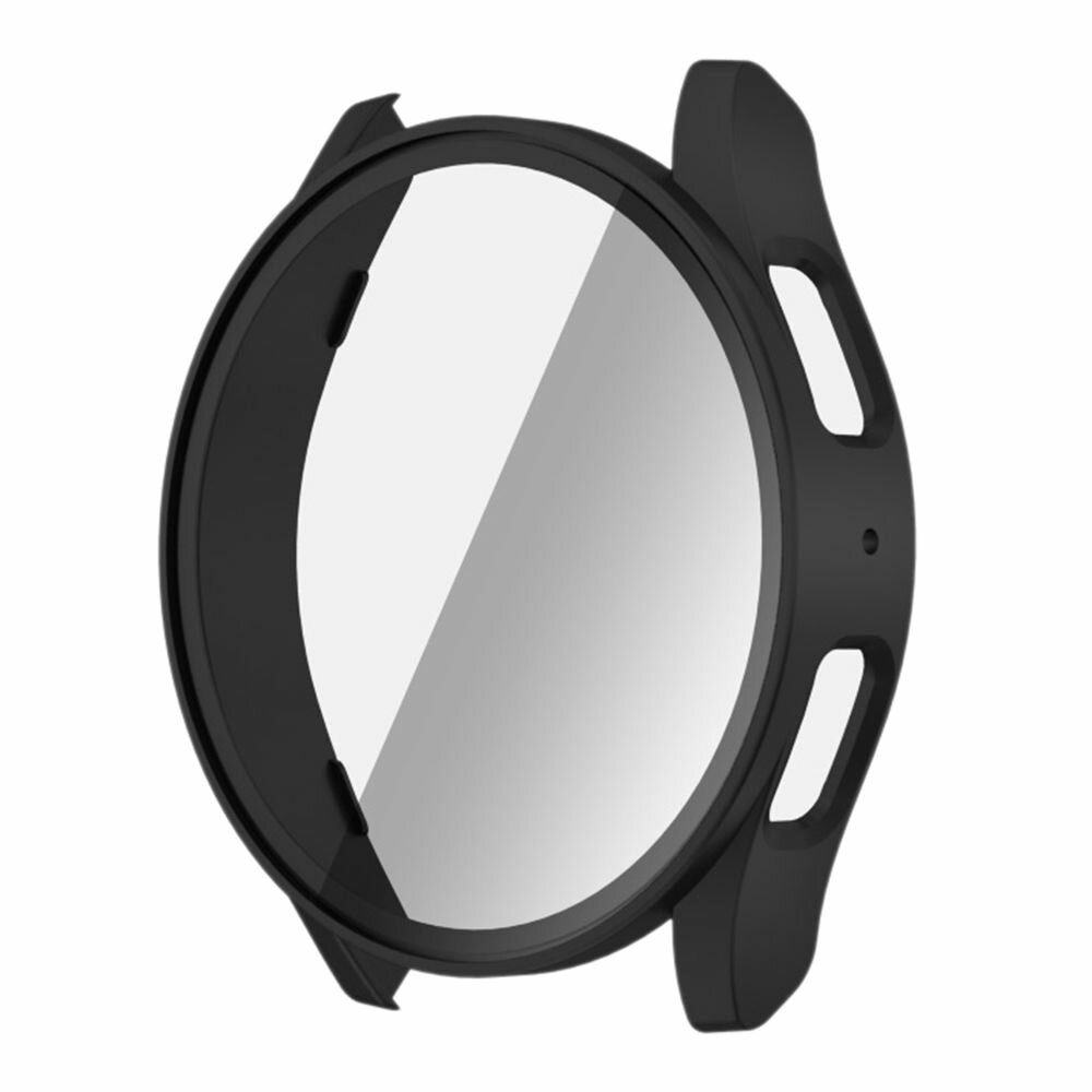 Защитный жесткий чехол с встроенным закаленным стеклом для Samsung Galaxy Watch7 44мм - черный — фото 1