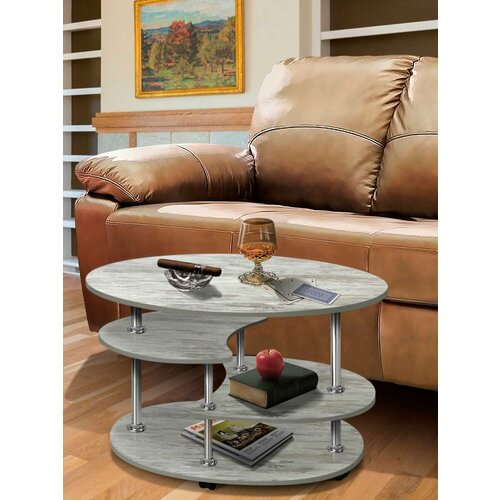 Журнальный столик на колесиках, овальный, 78х44х58 см