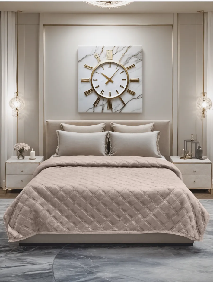 Плед велюр стеганный бежевый, размер 220Х240