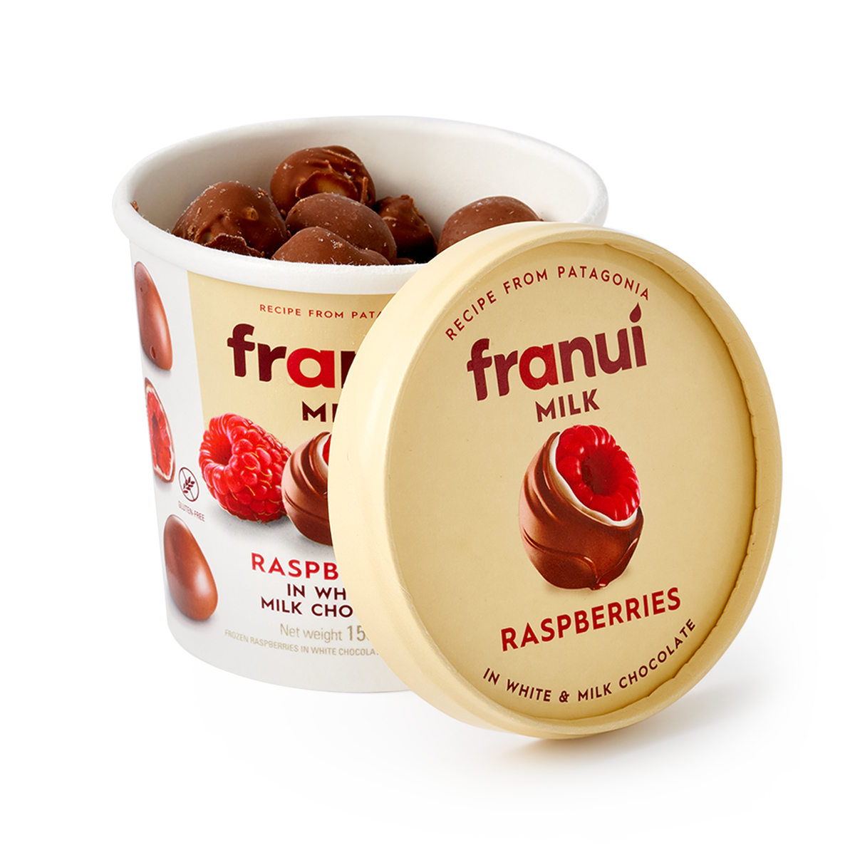 Конфеты Franui "Малина в шоколаде", замороженные, в картонном стакане, 150 г — фото 1