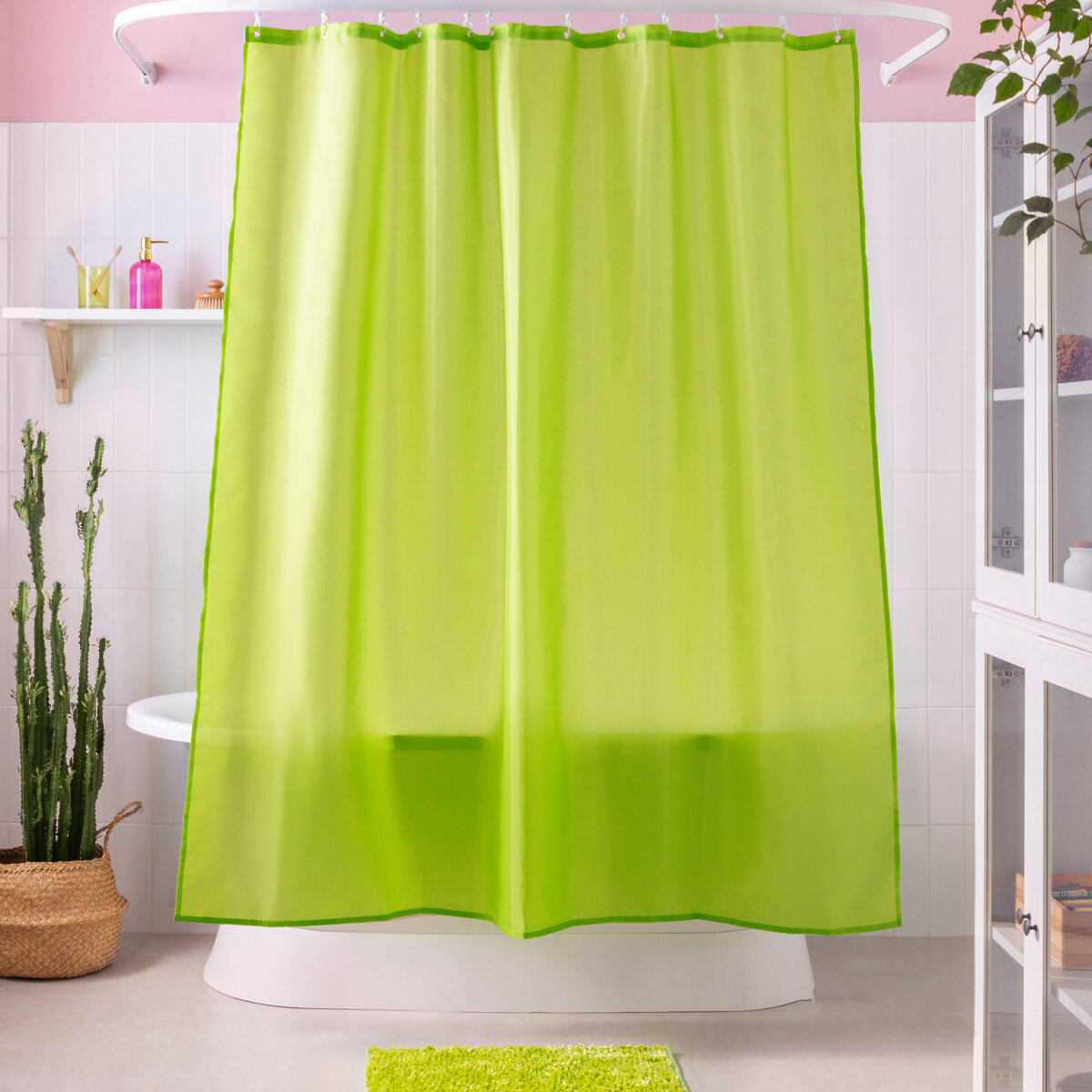 Штора для ванной тканевая 180х180 см Bright Colors Moroshka цвет Зеленый