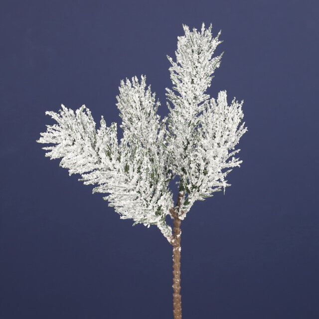 Хвойная ветка Еловая Заснеженная 24 см литая 100% Kaemingk 684935