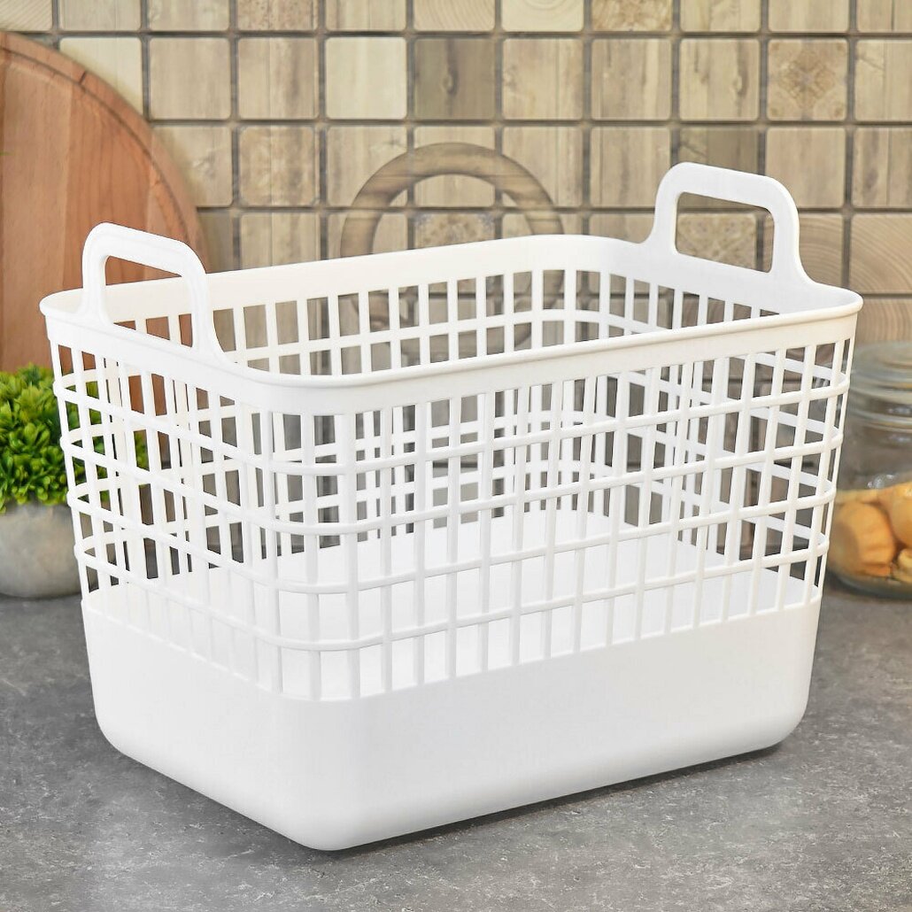 Корзина 15 л «Ково» – компактное хранение в белом цвете размер 320×224×255 мм прочный пластиковый материал