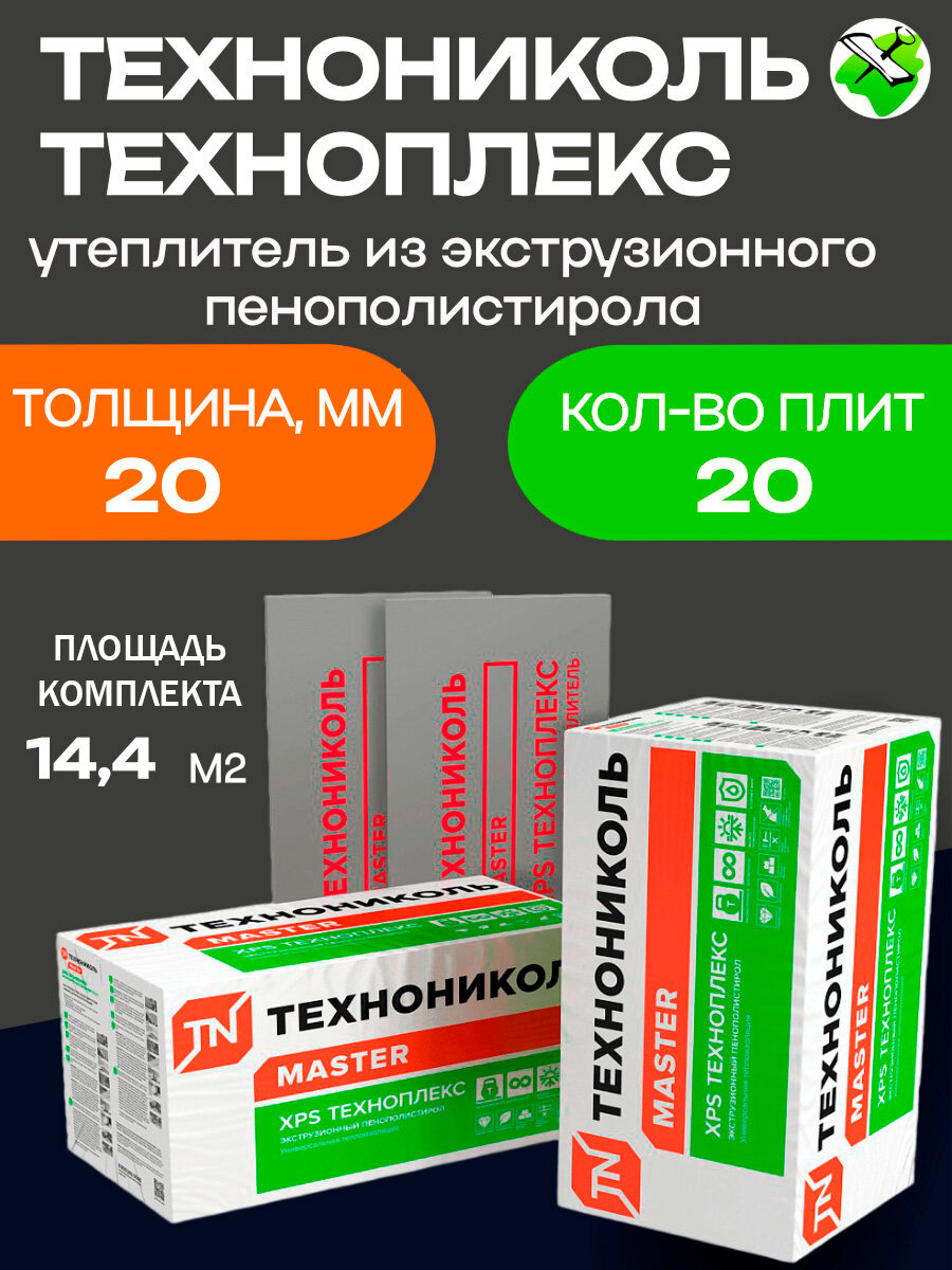 Техноплекс XPS утеплитель 1200х600х20мм (20шт=144м2=0289м3) группа Г4 экструдированный пенополистирол