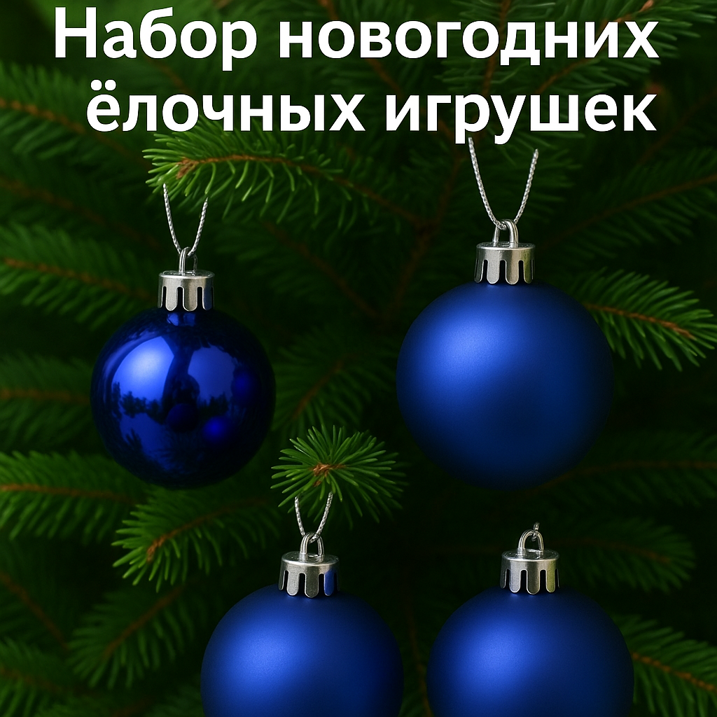 Новогодний набор шаров — 12шт, 5 см, в пластиковой коробке для дома